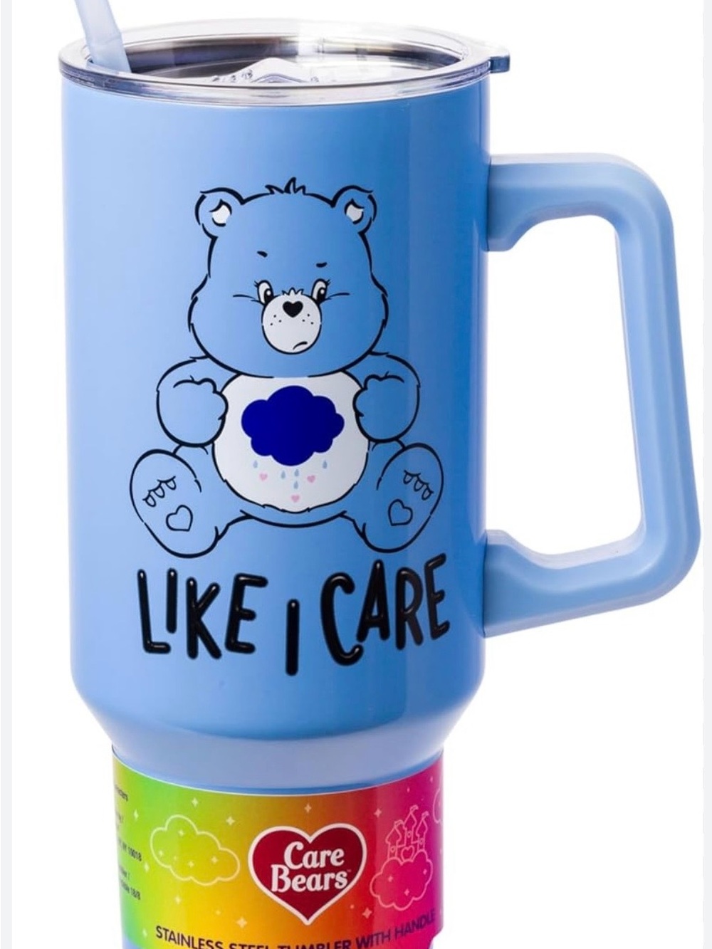 Care Bears Blue Tumbler with Handle - 'Like I Care' Graphic